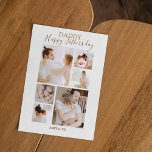 Modern Happy Fathers Day Photo Collage Holiday Card<br><div class="desc">Treat your dads, grandads, stepdads, bonus dads with this personalized card, featuring 6 photo's and text which reads "DADDY, HAPPY FATHERS DAY" and personalized with their names. The card is easily personalized and the font styles, size and colours can be changed by clicking on the customize further link after personalizing....</div>