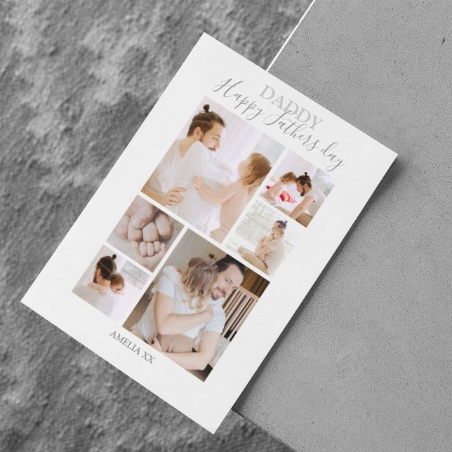 Modern Happy Fathers Day Photo Collage Holiday Card (Creator Uploaded)