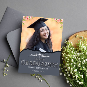 Modern Happy Graduation Personalized Photo Party Invitation