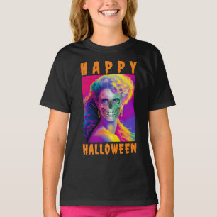 MODERN  HAPPY HALLOWEEN COLORFUL SKULL CUSTOM T-Shirt