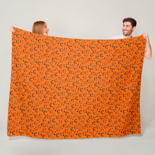 Modern Happy Halloween Pumpkin Orange Smile Fleece Blanket