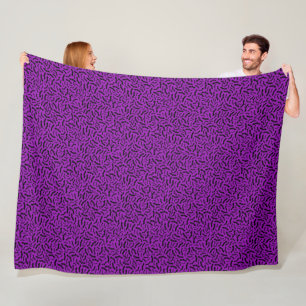 Modern Happy Halloween Purple Bat Fleece Blanket