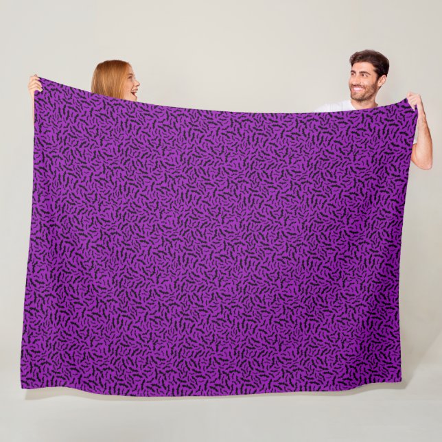 Modern Happy Halloween Purple Bat Fleece Blanket (In Situ)