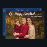 Modern Happy Hanukkah Blue and Gold Photo Holiday Card<br><div class="desc">Modern Happy Hanukkah Blue and Gold Photo Holiday Card</div>