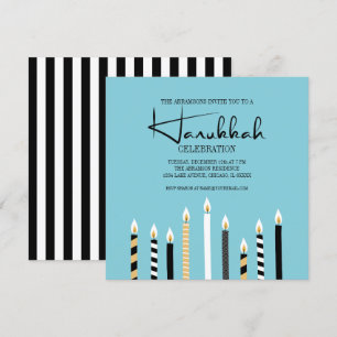 Modern Happy Hanukkah Candles Holiday Party Card