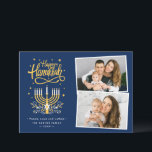 Modern Happy Hanukkah Peace Love Latkes 2 Photo Holiday Card<br><div class="desc">Send your Wishes with this Holiday Photo card that feature a Stunning Happy Hanukkah Script and Symbol to highlight your greeting message.</div>
