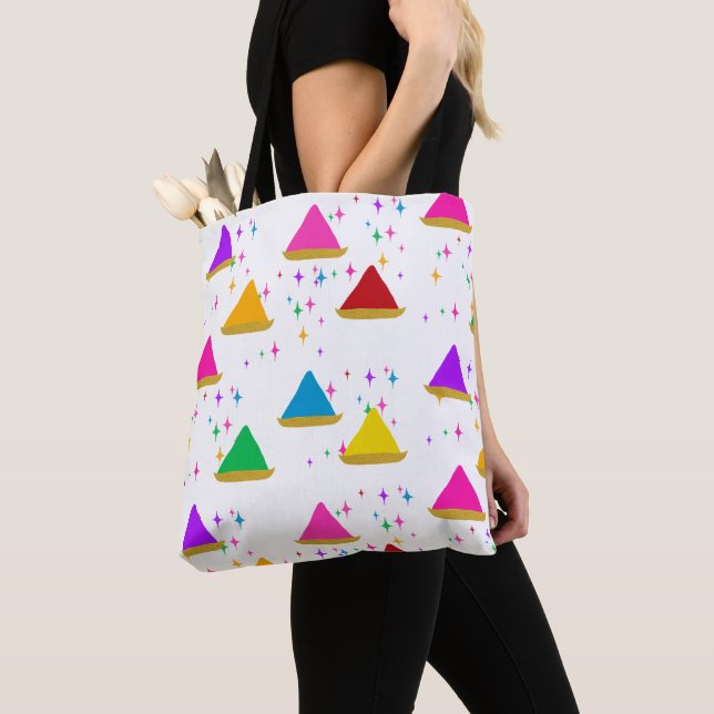Modern Happy Holi Hindu Festival Colours Pattern Tote Bag (Close Up)
