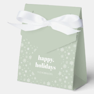 Modern Happy Holiday Sage Green Snowflake Pattern Favor Box