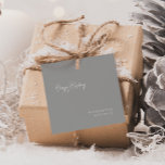 Modern Happy Holiday Silver Square Family Gift Tag<br><div class="desc">This modern happy holiday silver square family gift tag is perfect for your minimalist shabby chic boho silver and white holiday greeting. The minimal whimsical handwritten calligraphy is delicate and rustic while staying classy and elegant. You will find that everything about this product is editable, so feel free to add...</div>