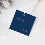 Modern Happy Holidays Blue Square Family Gift Tag<br><div class="desc">This modern happy holidays blue square family gift tag is perfect for your minimalist shabby chic boho blue and white holiday greeting. The minimal whimsical handwritten calligraphy is delicate and rustic while staying classy and elegant. You will find that everything about this product is editable, so feel free to add...</div>