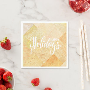  Modern  Happy Holidays Chic Champagne Napkin