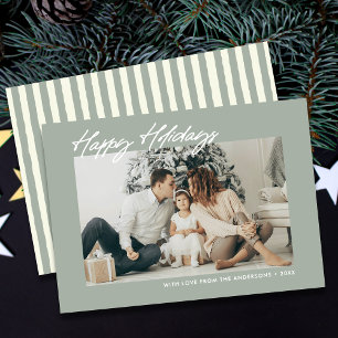 Modern Happy Holidays Custom Message & Photo Holiday Card