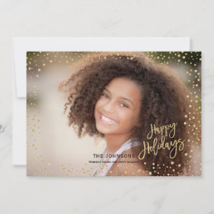 Modern Happy holidays Gold & black Lettering Holiday Card
