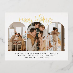 Modern Happy Holidays Gold Foil Christmas Cards