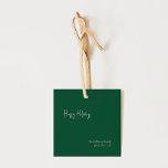 Modern Happy Holidays Green Square Family Gift Tag<br><div class="desc">This modern happy holidays green square family gift tag is perfect for your minimalist shabby chic boho green and white holiday greeting. The minimal whimsical handwritten calligraphy is delicate and rustic while staying classy and elegant. You will find that everything about this product is editable, so feel free to add...</div>
