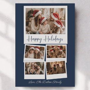 Modern Happy Holidays Multi Photo Collage Holiday Card