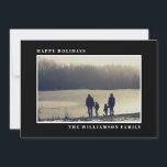 Modern Happy Holidays Photo Black Card<br><div class="desc">Personalize this simple,  modern holiday card with your photo,  greeting,  and name.</div>