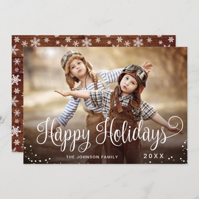 Modern Happy Holidays PHOTO Christmas Greeting Holiday Card (Front/Back)