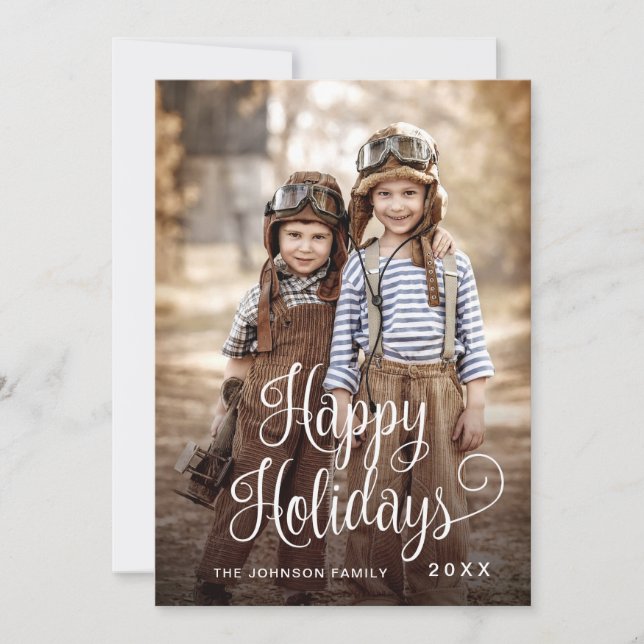 Modern Happy Holidays PHOTO Christmas Greeting Holiday Card (Front)
