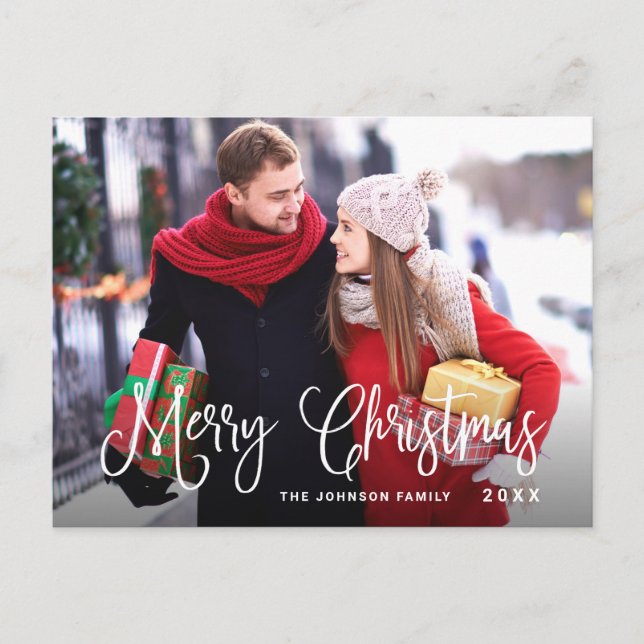 Modern Happy Holidays PHOTO Christmas Greeting Postcard (Front)