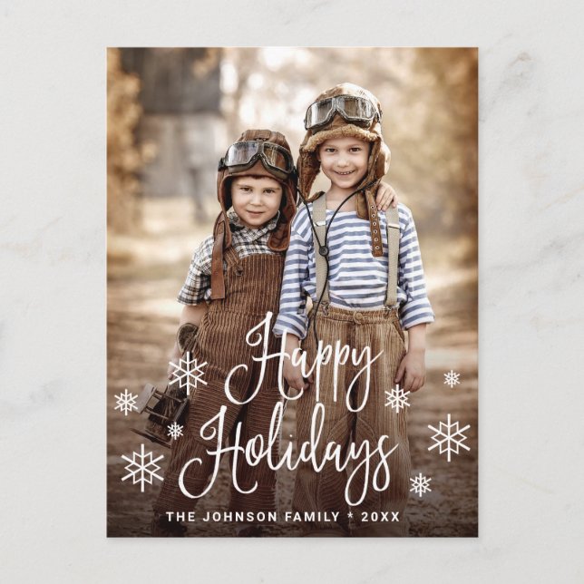 Modern Happy Holidays PHOTO Christmas Greeting Postcard (Front)