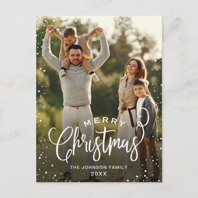 Modern Happy Holidays PHOTO Christmas Greeting Postcard (Front)