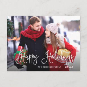 Modern Happy Holidays PHOTO Christmas Greeting Postcard