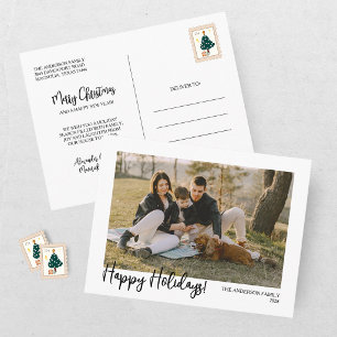 Modern Happy Holidays Photo Christmas Holiday Postcard