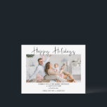Modern Happy Holidays Photo Christmas Postcard<br><div class="desc">Modern Happy Holidays Photo Christmas Postcard Modern Christmas greeting postcard featuring a modern calligraphy heading image, single photo and black text. A longer Christmas greeting appears on the back. This modern photo Christmas greeting postcard is a sweet way to send your special Christmas message to loved ones and friends at...</div>