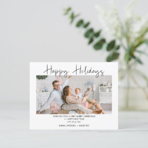 Modern Happy Holidays Photo Christmas Postcard