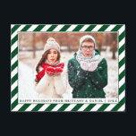 Modern Happy Holidays Photo Green Stripes Postcard<br><div class="desc">Modern Happy Holidays Green Stripes Photo Holiday Postcard</div>