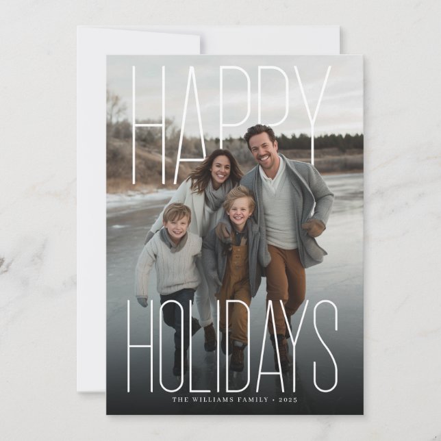 Modern Happy Holidays Photo Holiday Card (Front)