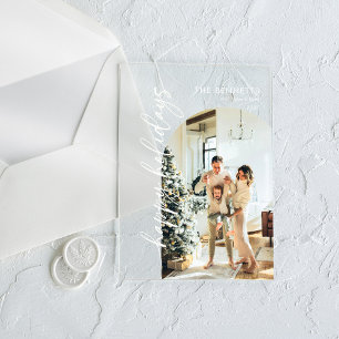 Modern Happy Holidays Photo Holiday Card Acrylic Invitations