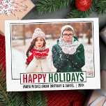 Modern Happy Holidays Photo Postcard<br><div class="desc">Modern Happy Holidays Photo Green and Red Holiday Postcard</div>