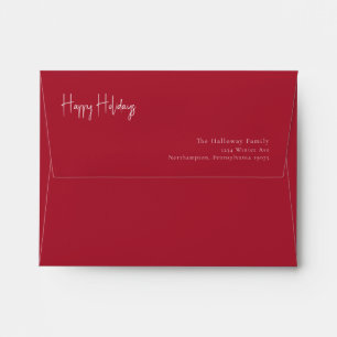 Modern Happy Holidays   Red Card Envelope