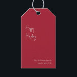 Modern Happy Holidays | Red Family Gift Tags<br><div class="desc">These modern happy holidays | red family gift tags are perfect for your minimalist shabby chic boho red and white holiday greeting. The minimal whimsical handwritten calligraphy is delicate and rustic while staying classy and elegant. You will find that everything about this product is editable, so feel free to add...</div>