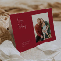 Modern Happy Holidays | Red Folded Single Photo