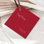 Modern Happy Holidays | Red Square Family Gift Tag<br><div class="desc">This modern happy holidays | red square family gift tag is perfect for your minimalist shabby chic boho red and white holiday greeting. The minimal whimsical handwritten calligraphy is delicate and rustic while staying classy and elegant. You will find that everything about this product is editable, so feel free to...</div>