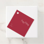 Modern Happy Holidays| Red Square To From Gift Tag (In Situ)