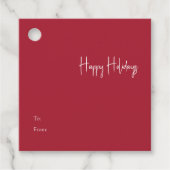 Modern Happy Holidays| Red Square To From Gift Tag (Front)