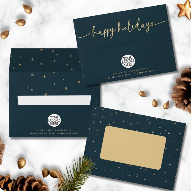Modern Happy Holidays Script Business Name Logo  Envelope (Creator Uploaded)
