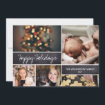 Modern Happy Holidays Script Family Photo Collage Holiday Card<br><div class="desc">Your beautiful family photos deserve to be shared during this time of year as you send warm wishes. Personalize this modern design with your family's Christmas Holiday greeting. Find the other pieces from the collection.</div>