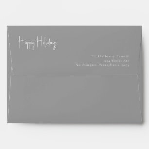 Modern Happy Holidays   Silver Invitation Envelope