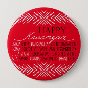 Modern Happy Kwanzaa 4 Inch Round Button