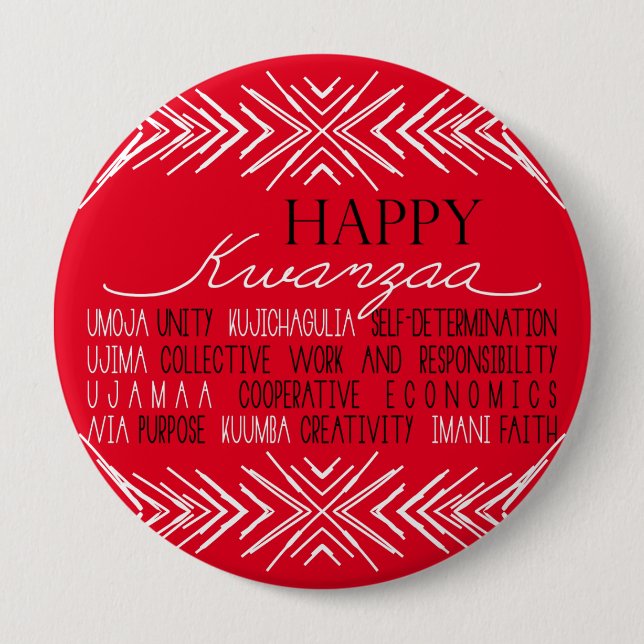 Modern Happy Kwanzaa 4 Inch Round Button (Front)