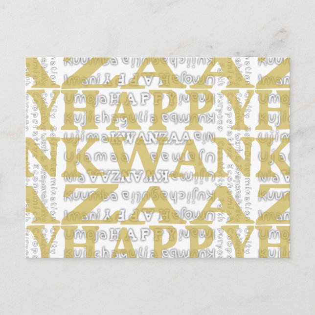Modern Happy Kwanzaa Gold Postcard (Front)
