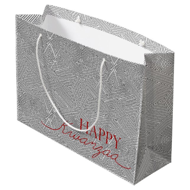 Modern Happy Kwanzaa Large Gift Bag (Back Angled)