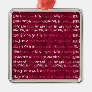 Modern Happy Kwanzaa Metal Ornament