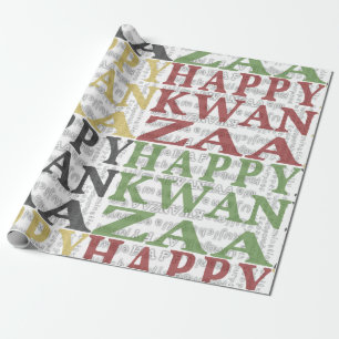 Modern Happy Kwanzaa Red Green Black Gold Wrapping Paper