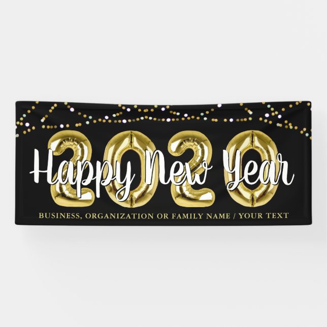 Modern HAPPY NEW YEAR 2020 String Lights Banner (Horizontal)